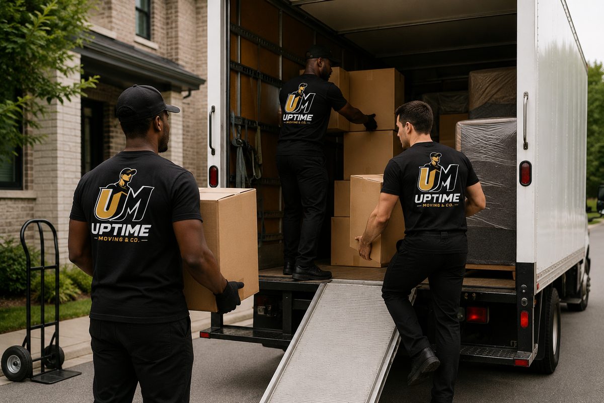 Uptime team loading boxes into the moving truck