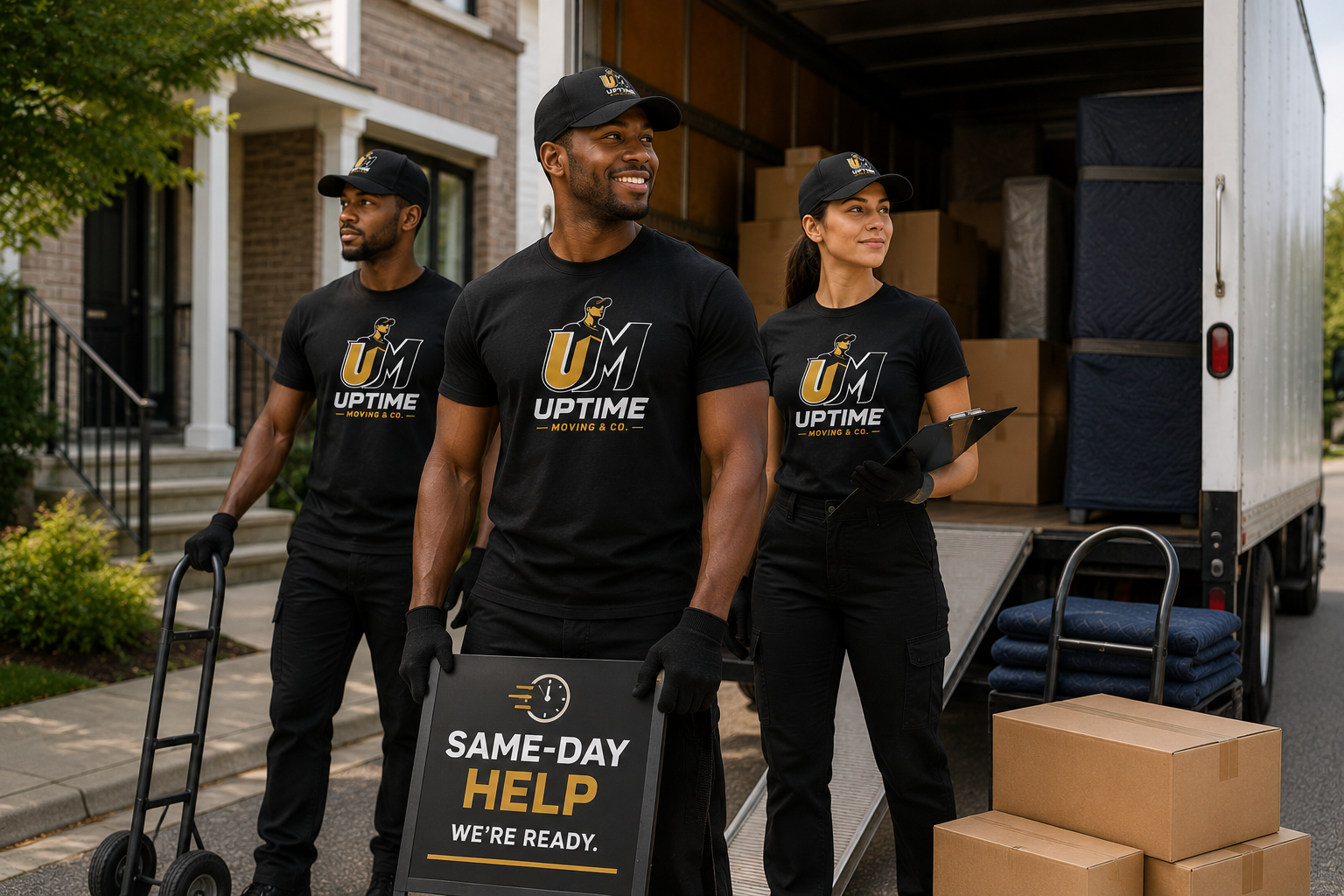Uptime Moving team ready for same-day moving help